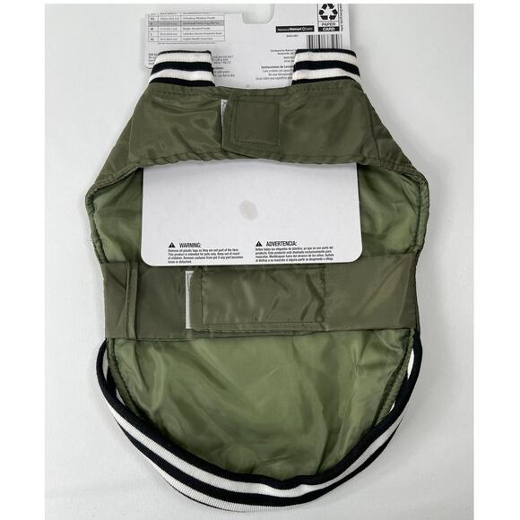 Fetchwear Olive Quilted Insulated Jacket Pocket Striped Trim for Dogs NEW Small - Picture 2 of 9